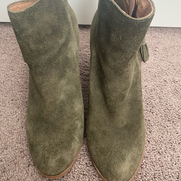 Olive Green Zip Up Booties - Picture 2 of 5